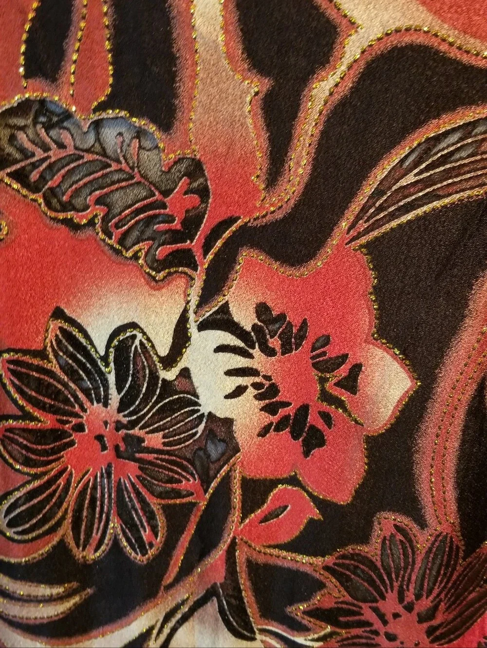Metallic Burnt Orange & Black Patterned Scarf Rich Colors That Scream FALL